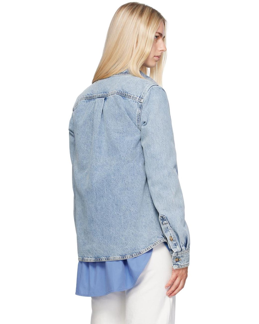 Totême Blue Totême Buttoned Long Sleeved Denim Shirt