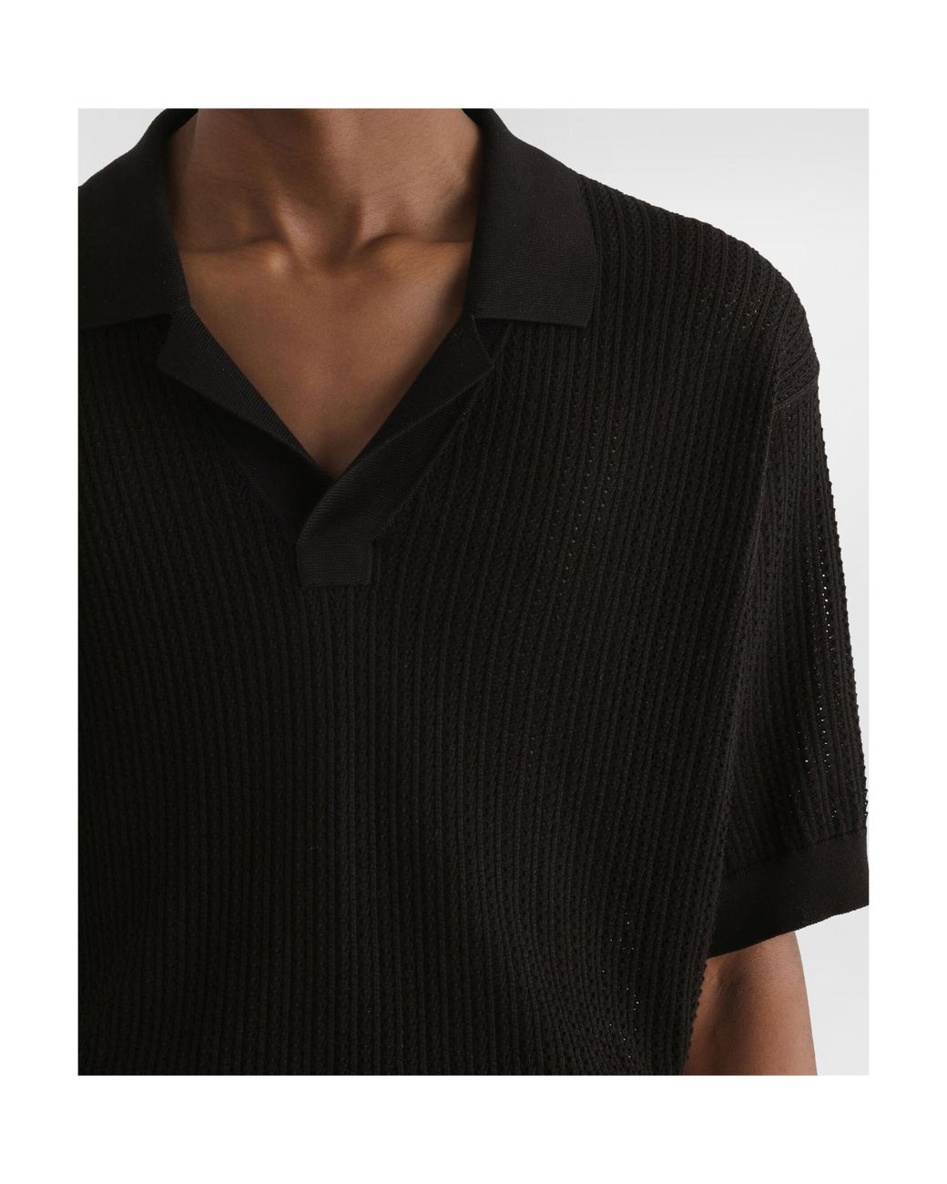 Dolce & Gabbana Black Short-Sleeved Openwork Polo Shirt for men