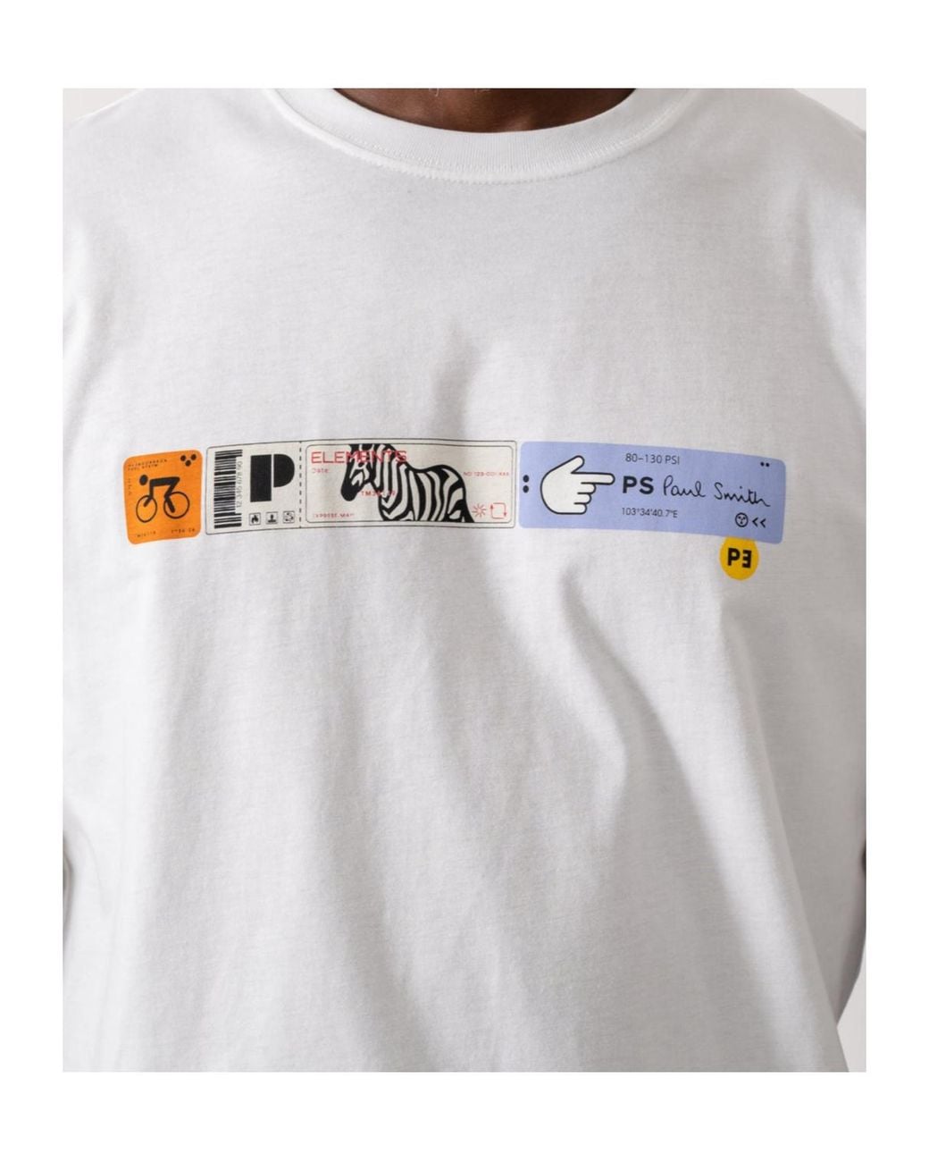 Paul Smith White Ps Heather Graphic Round Neck T-Shirt for men