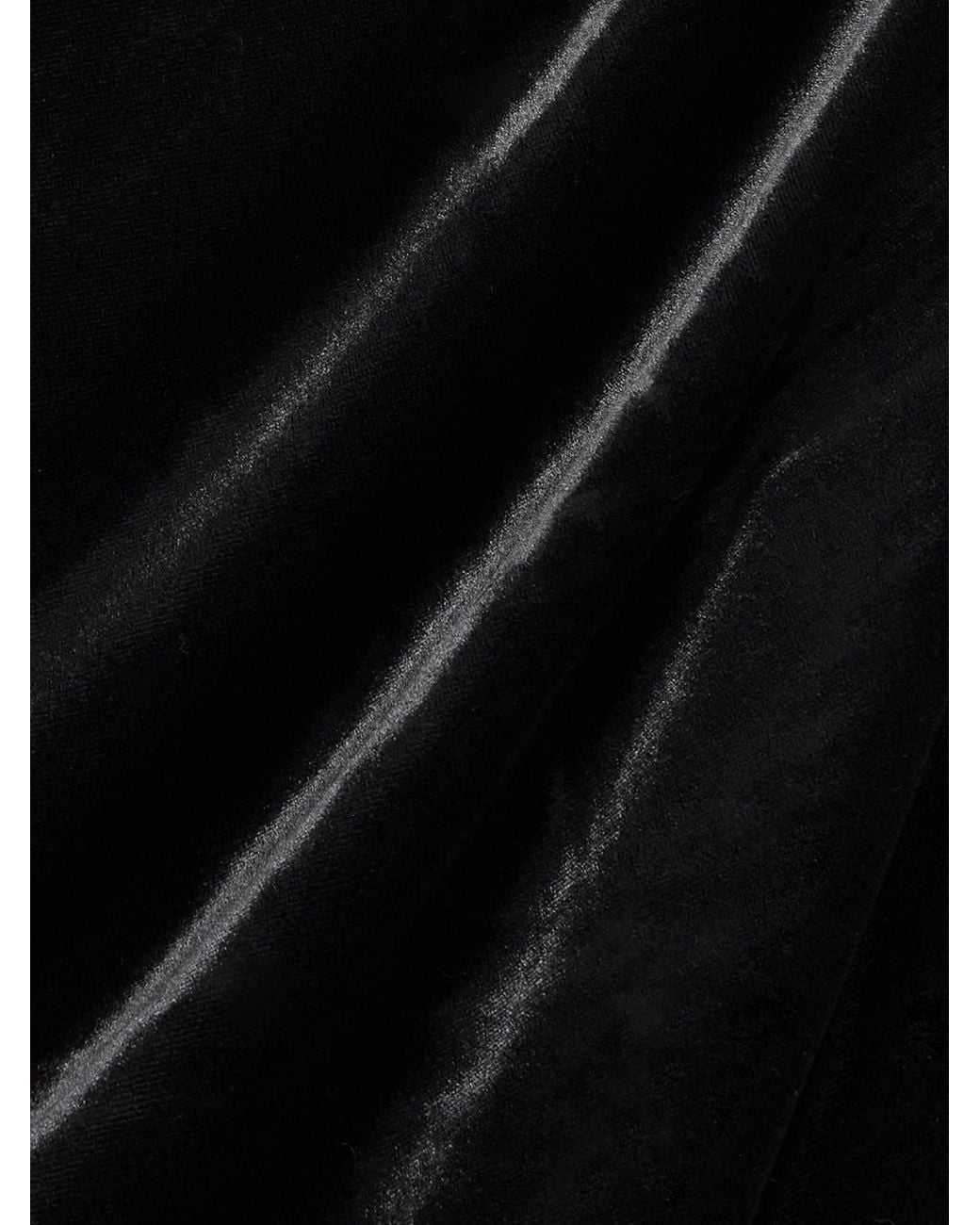 Norma Kamali Black Cayla Asymmetric Ruched Velvet Halterneck Gown