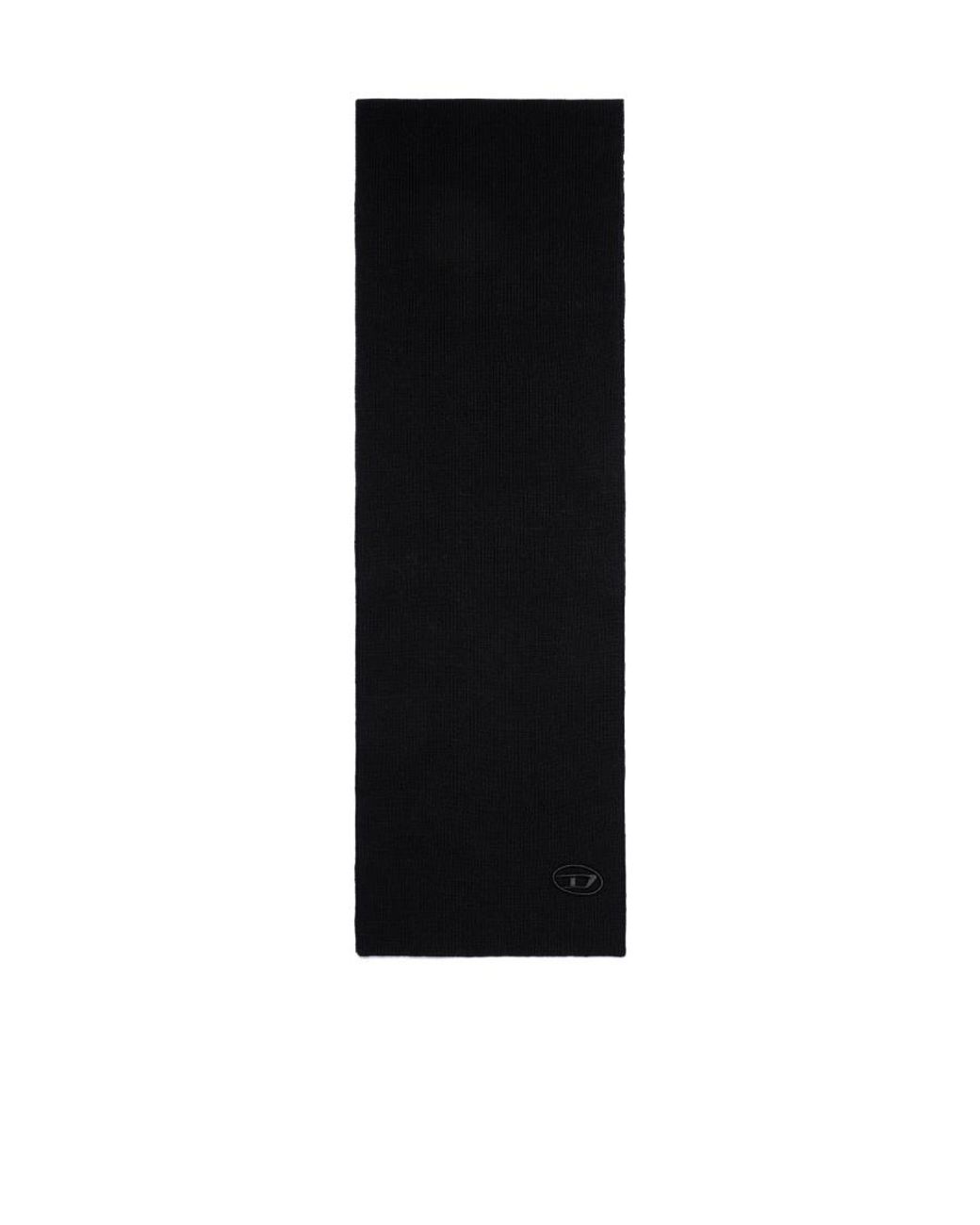DIESEL Black K-Coder Logo Embroidered Ribbed Scarf for men