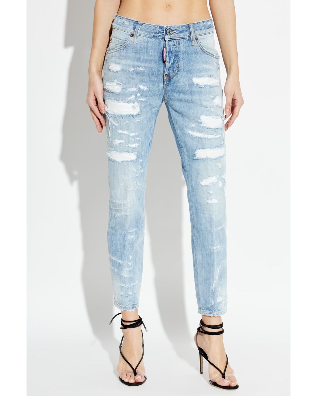 DSquared² Blue Distressed Teddy Jeans