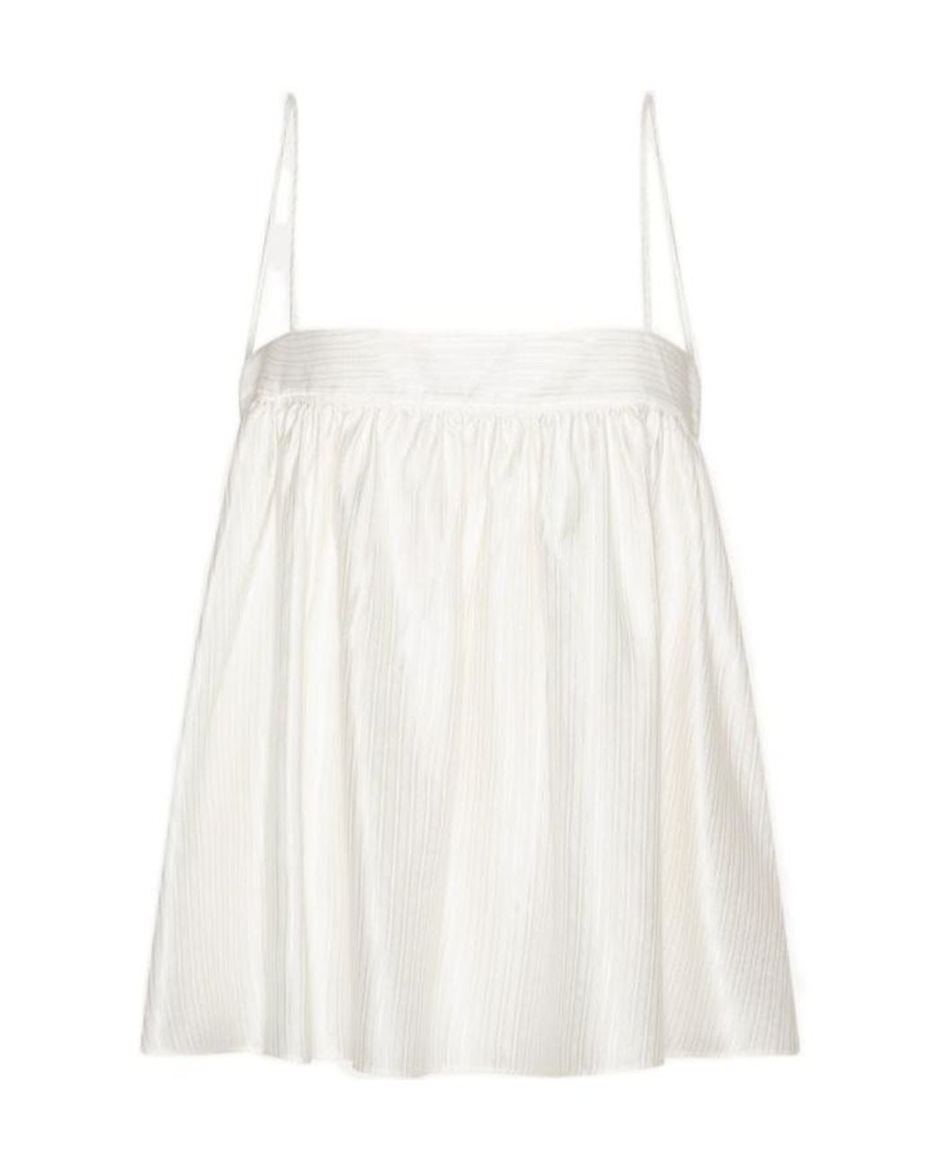 ROTATE BIRGER CHRISTENSEN White Striped Pleated A-Line Top