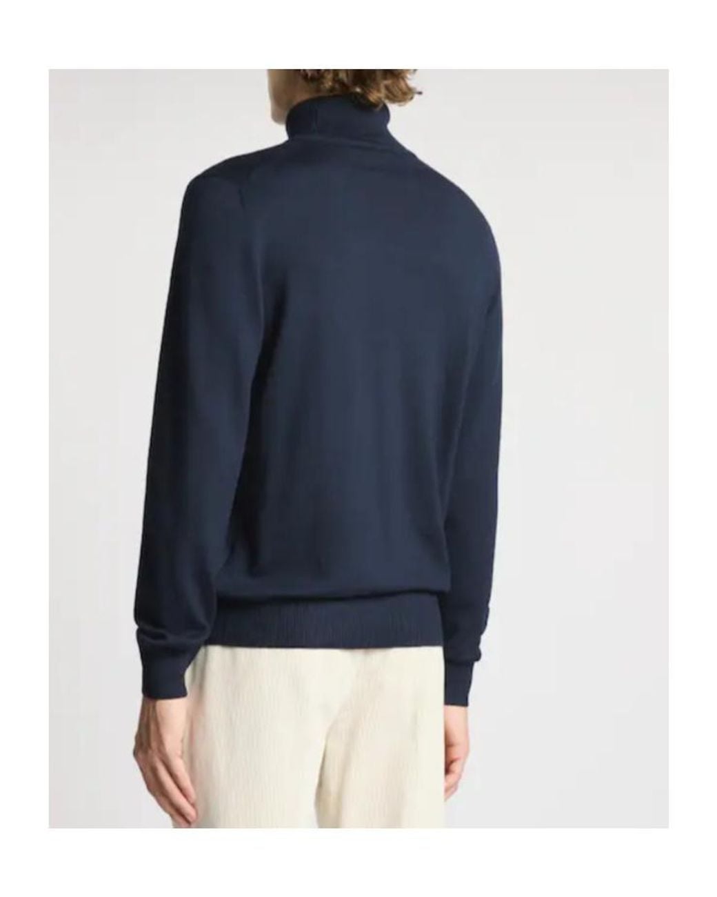 Fay Blue Ribbed Turtleneck Knitted Sweater for men