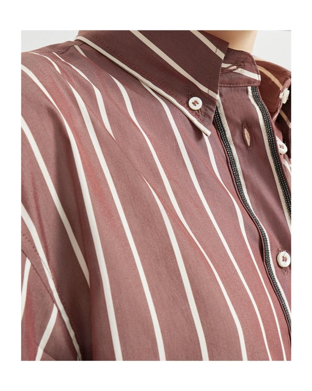Brunello Cucinelli Pink Striped Poplin Shirt