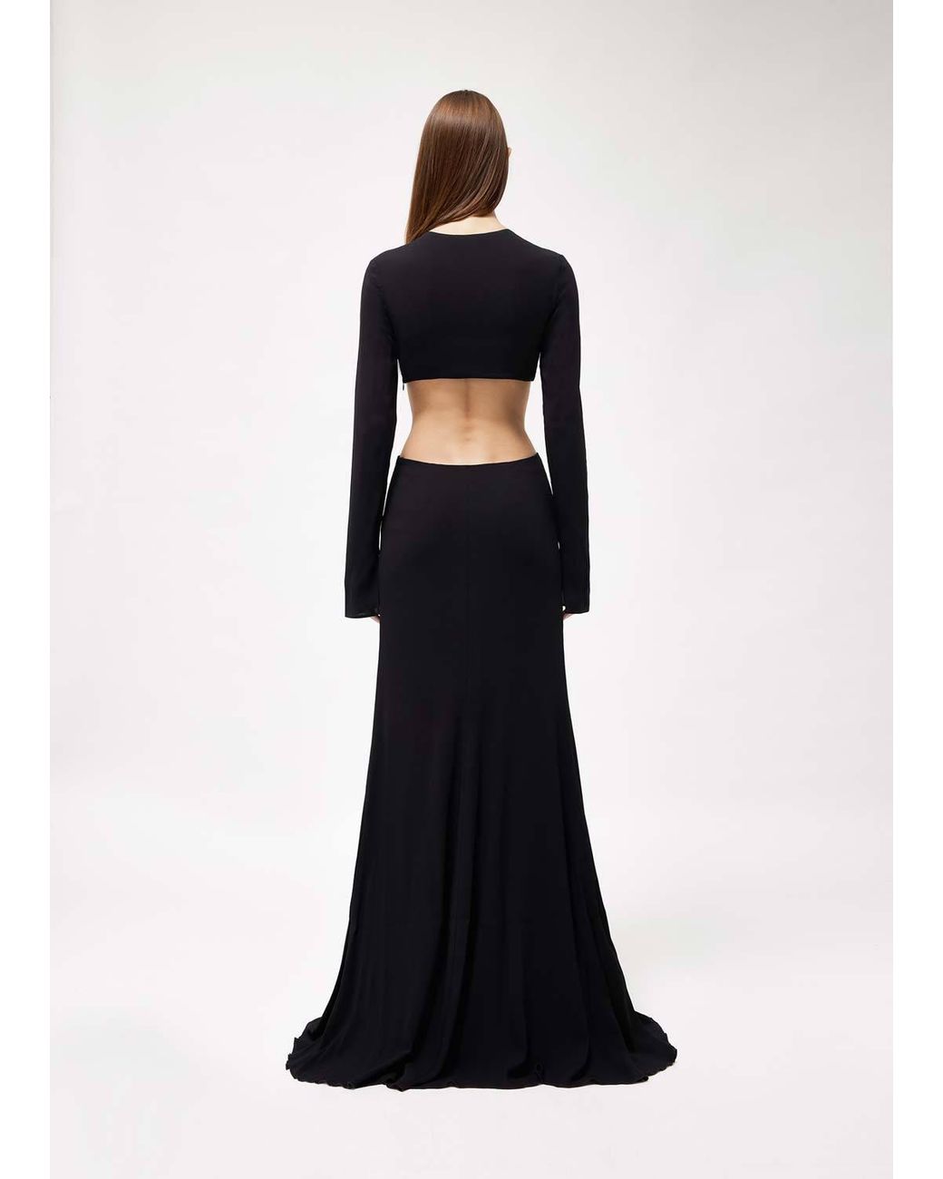 Blumarine Black Rose Detailed Cut-Out Long Dress