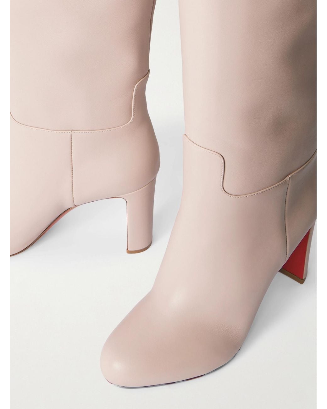 Christian Louboutin White Leather Over-The-Knee Boots