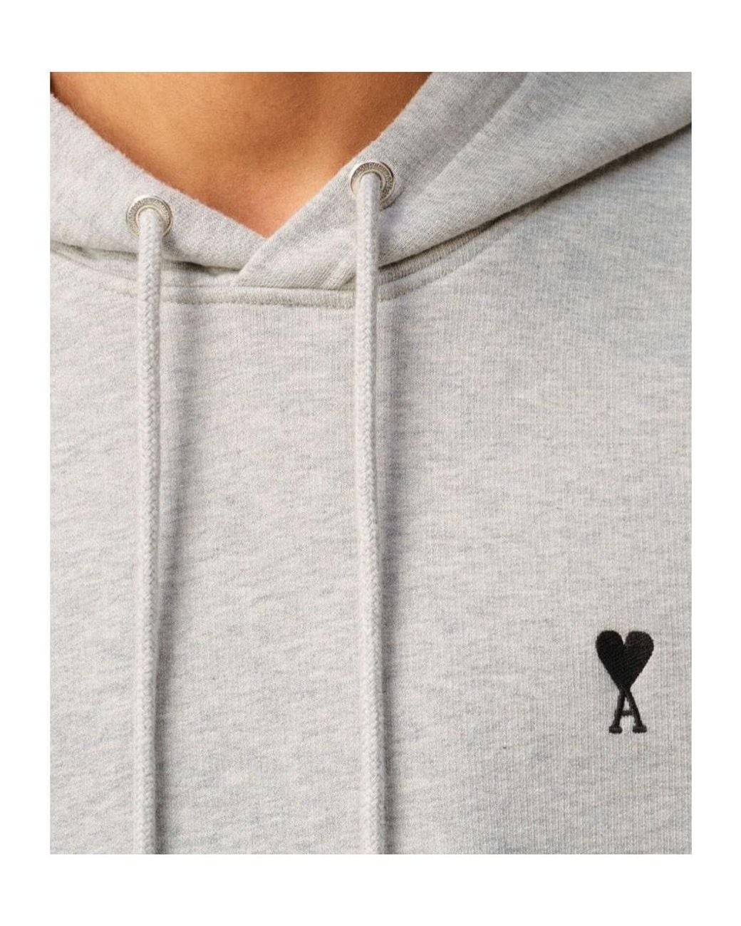 AMI Gray Light Hoodie With Engraved Eyelets