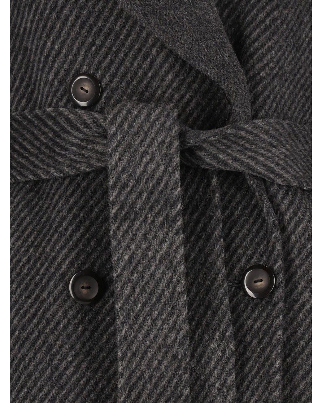 Emporio Armani Black Belted Double-Breasted Coat