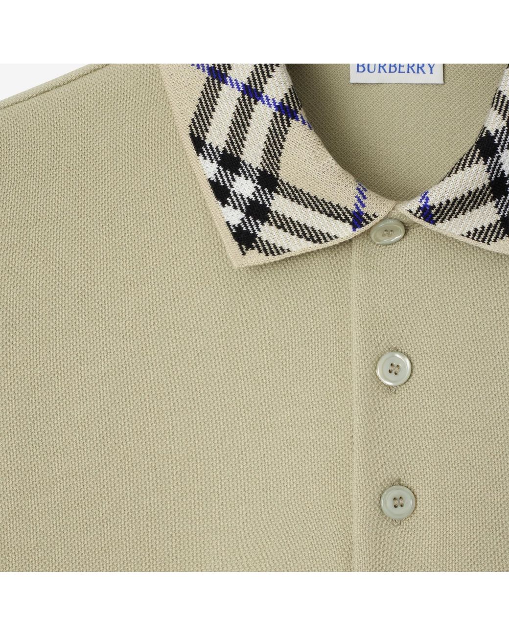 Burberry Green Check Collar Short Sleeved Polo Shirt for men