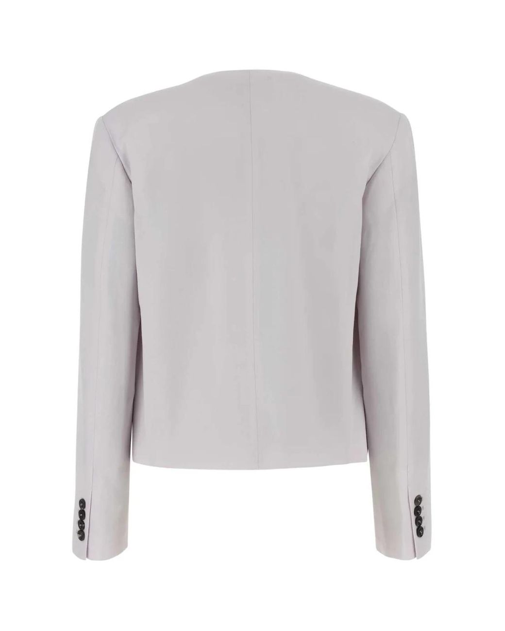 Low Classic Gray Single Breasted Collarless Tailored Blazer