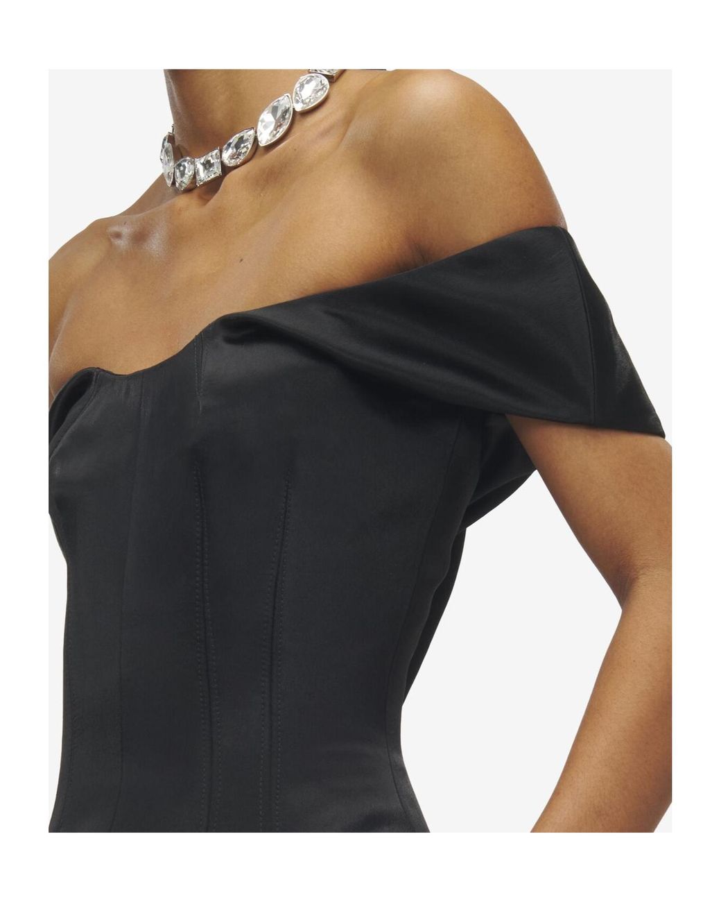 McQueen Black Off-The-Shoulder Mini Dress