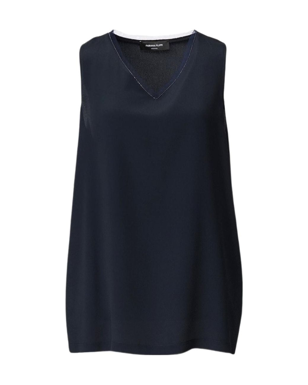 Fabiana Filippi Blue Crepe De Chine Tank Top