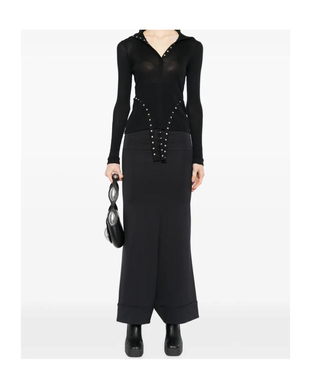 Junya Watanabe Black High-Waisted, Low-Crotch Casual Trousers