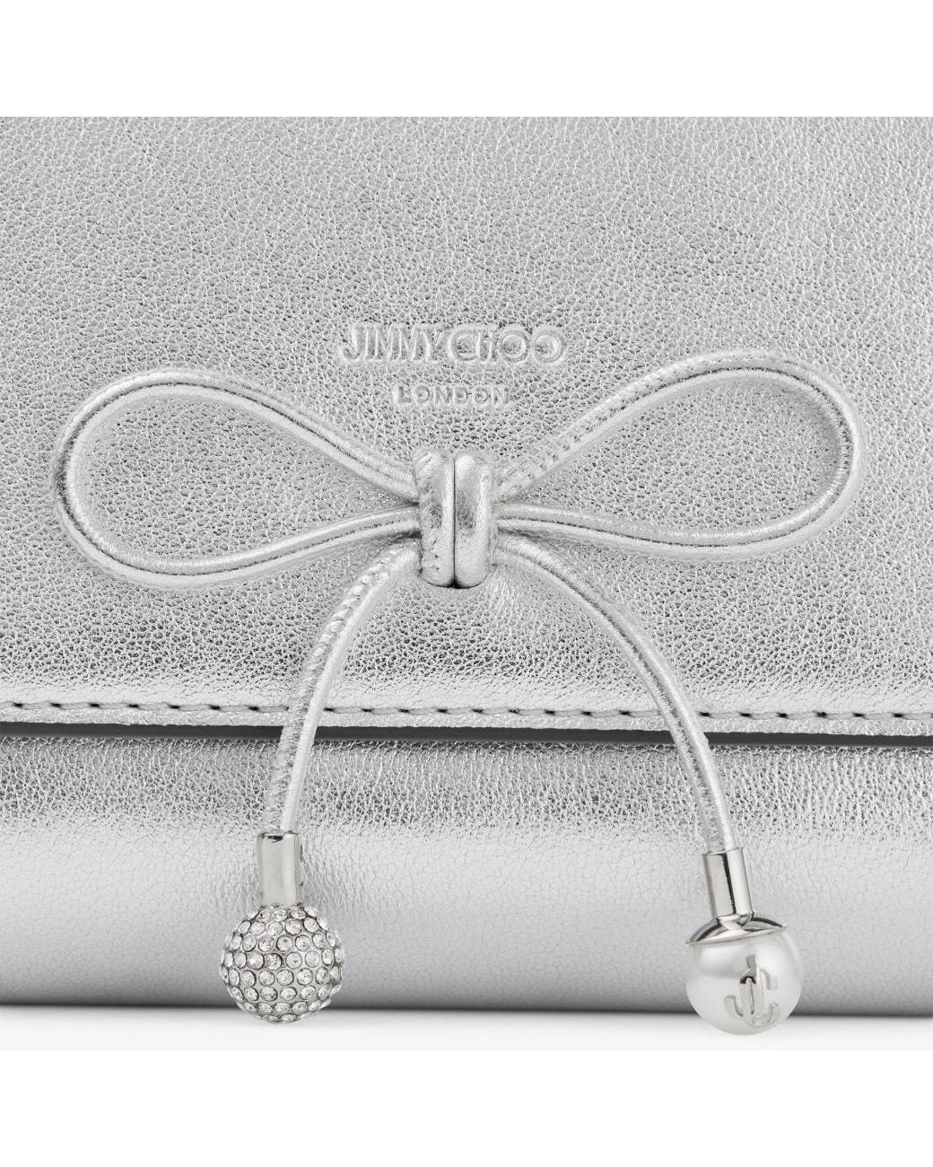 Jimmy Choo Gray Marinda Metallic Compact Wallet