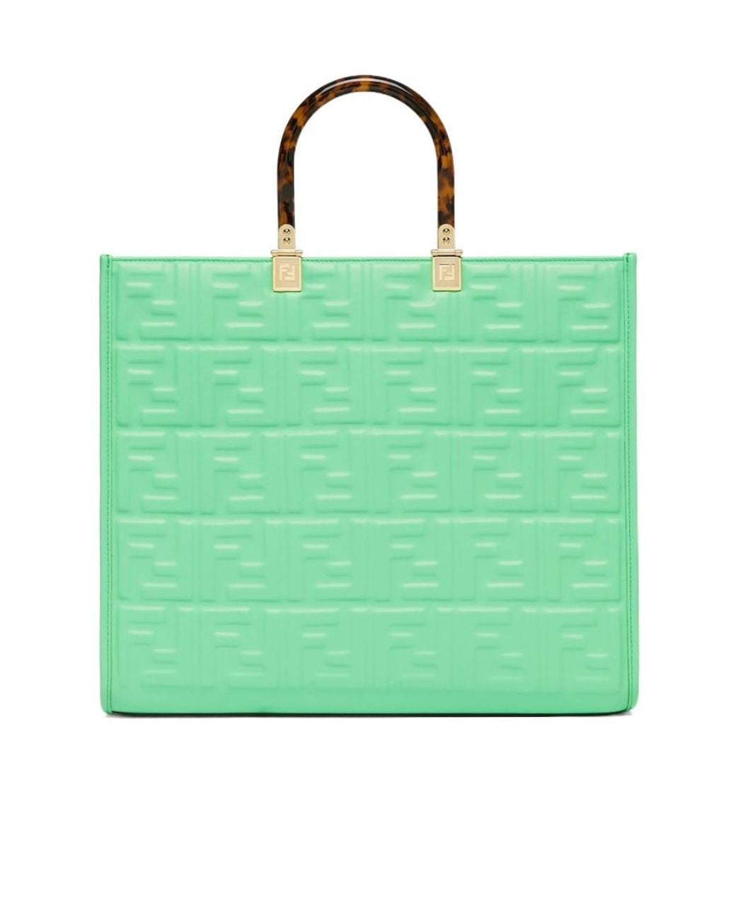 Fendi Green Monogram Embossed Tote Bag
