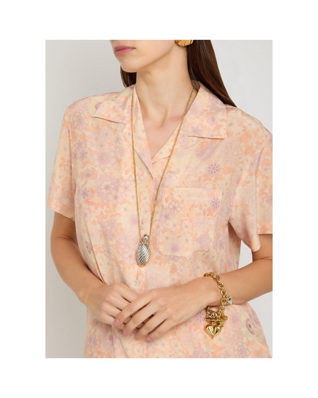 Chloé White Two-Tone Double Chain Necklace