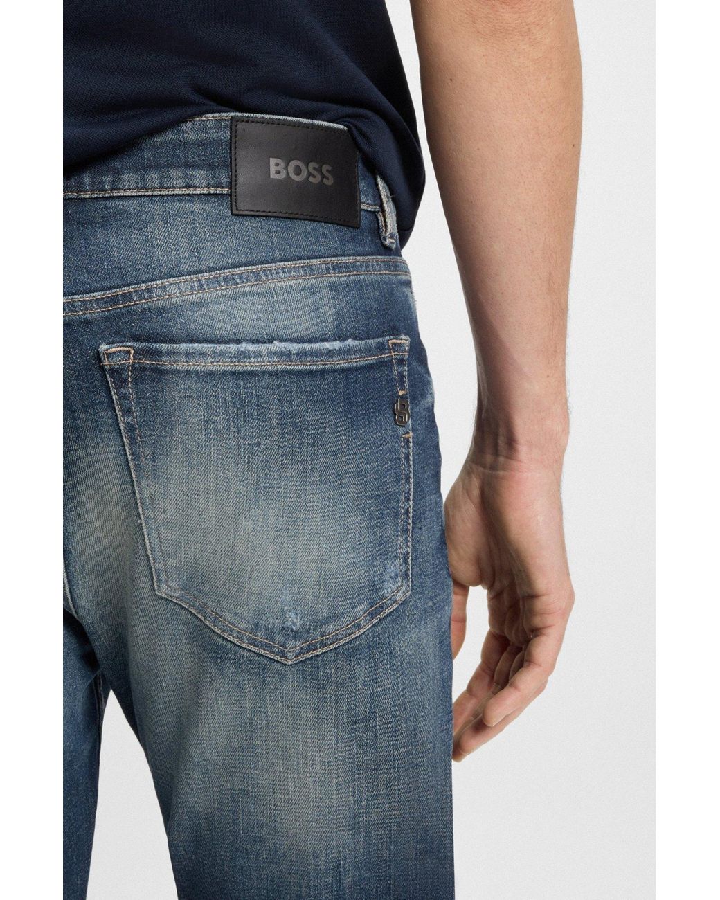 Boss Blue Boss Washed Flared Jeans for men