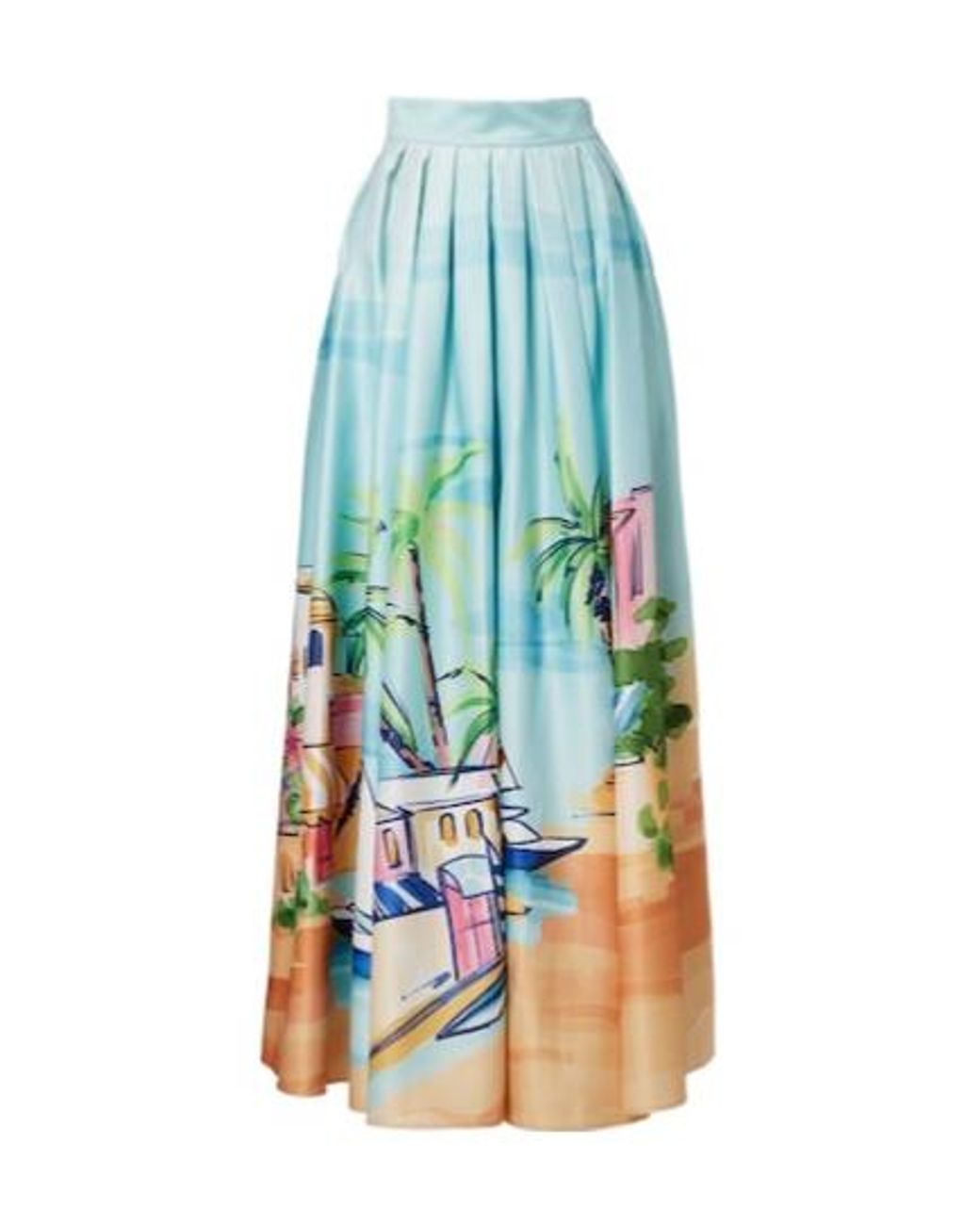 Leo Blue Printed Satin Maxi Skirt