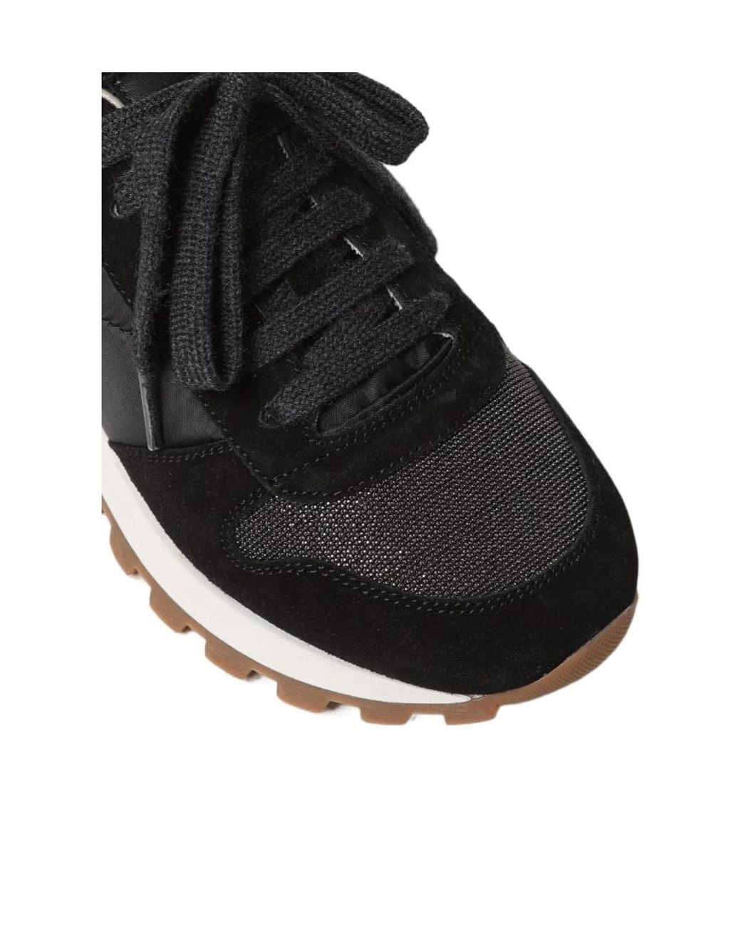 Brunello Cucinelli Black Panelled Lace-Up Sneakers