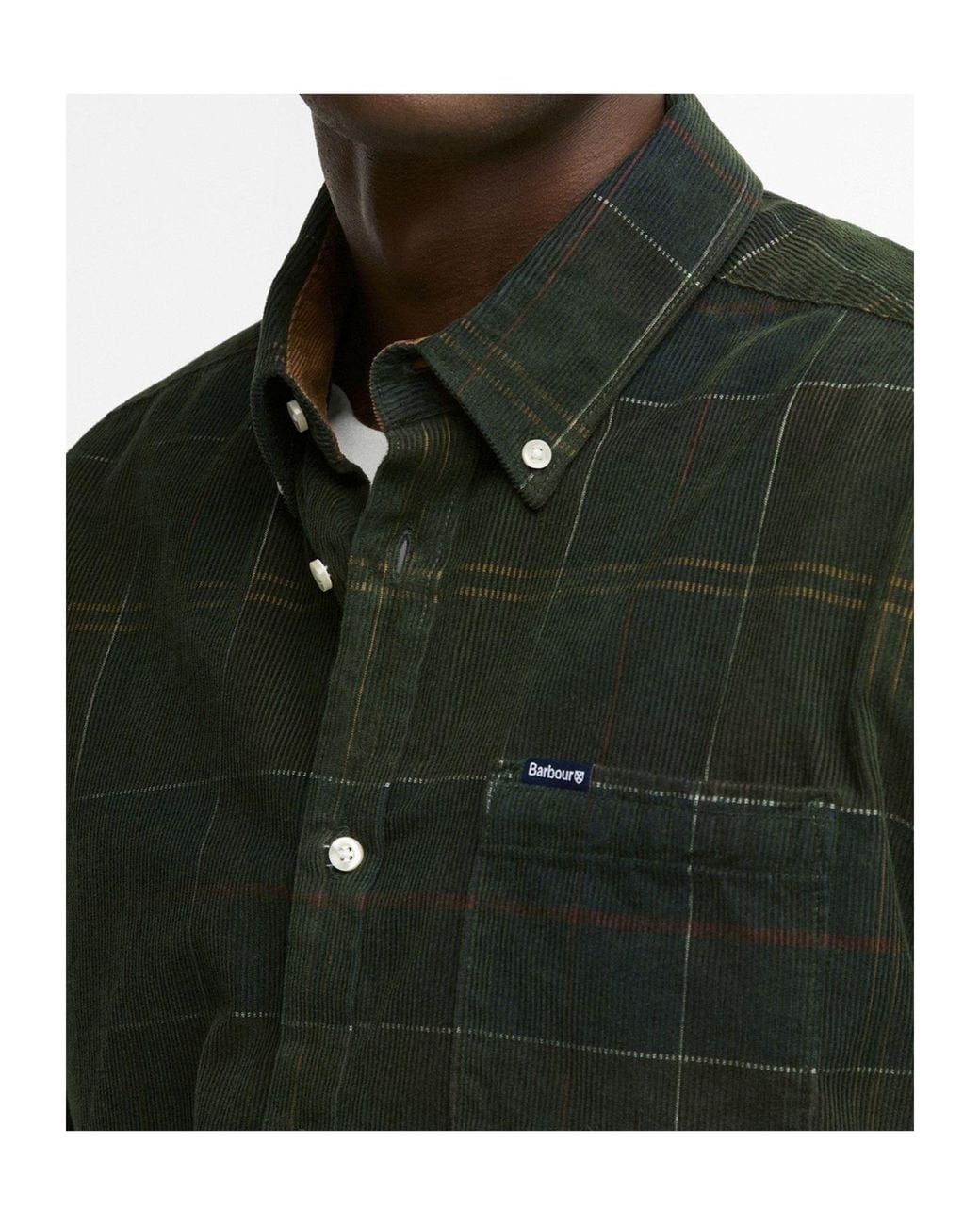 Barbour Green Long-Sleeve Slim-Fit Corduroy Shirt for men