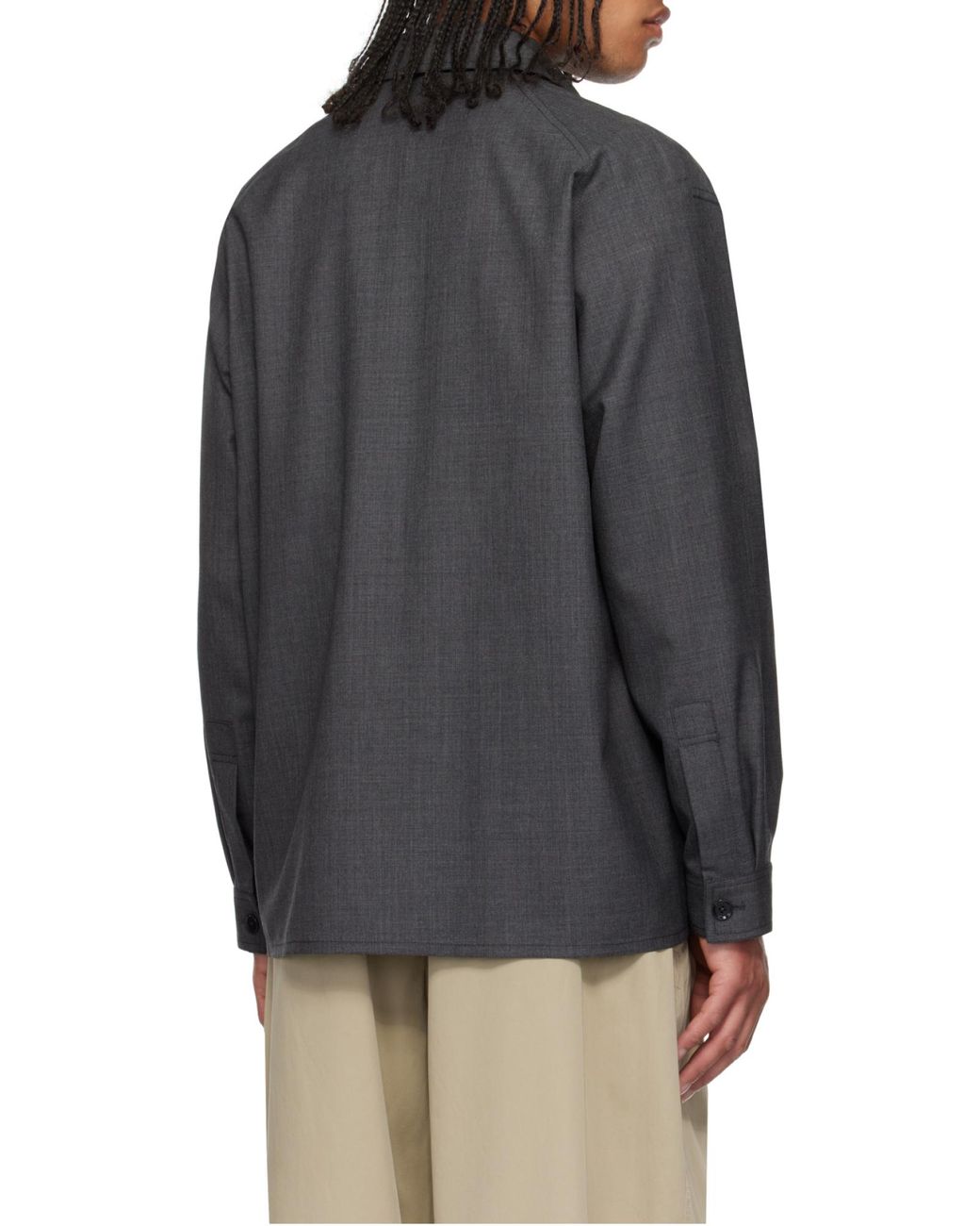 Lemaire Gray Long-Sleeved Button-Up Tailored Overshirt for men