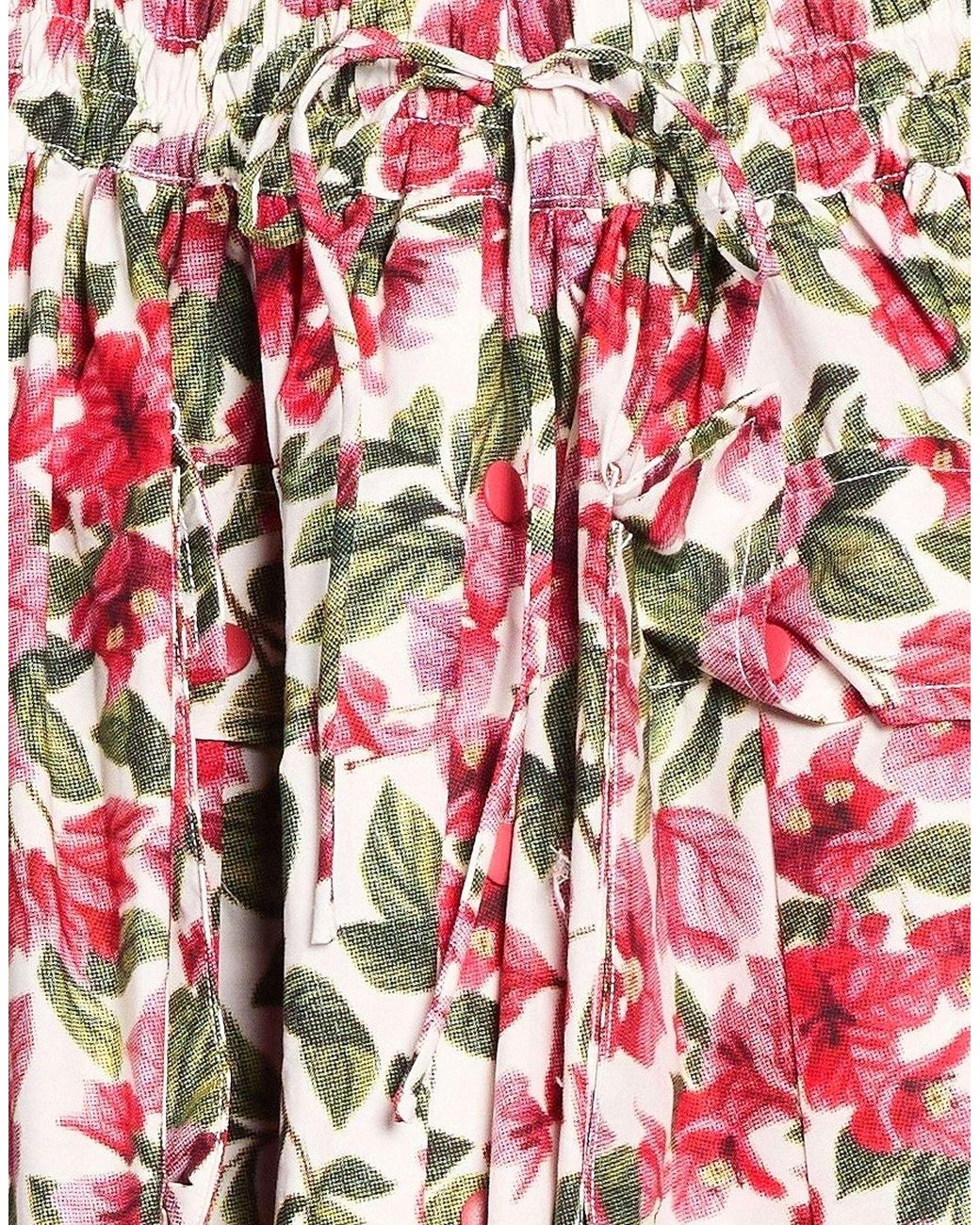 Farm Rio Red Floral Midi Skirt