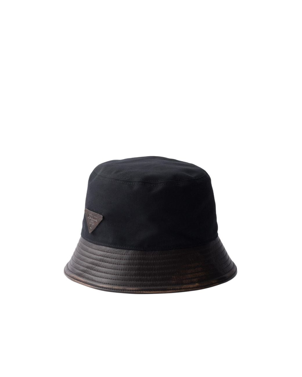 Prada Black Technical Cotton And Leather Bucket Hat for men
