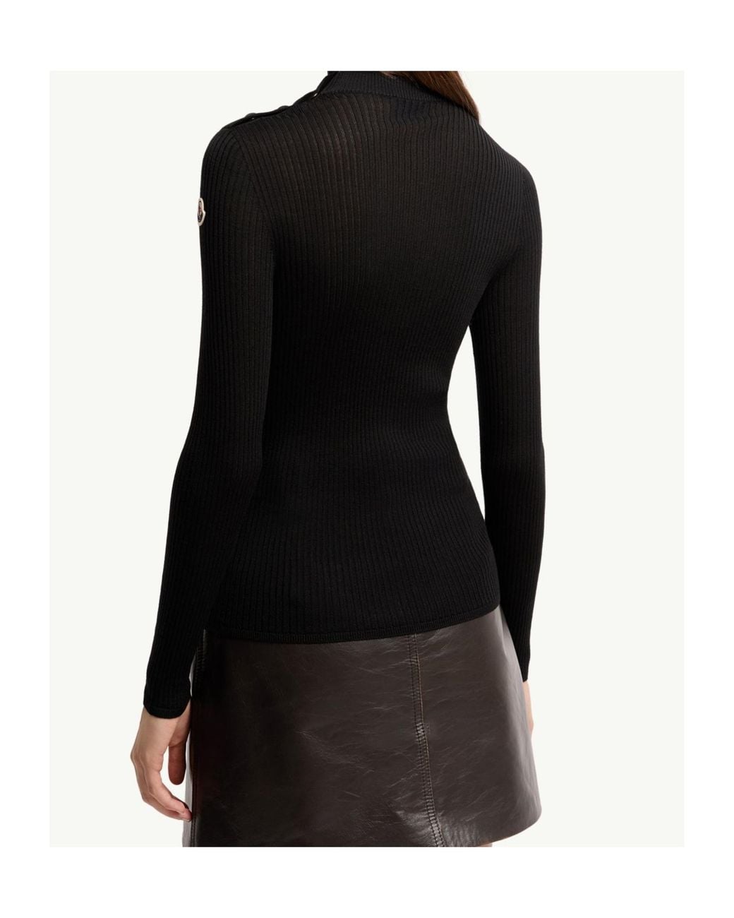 Moncler Black Ribbed-Knit Turtleneck Jumper
