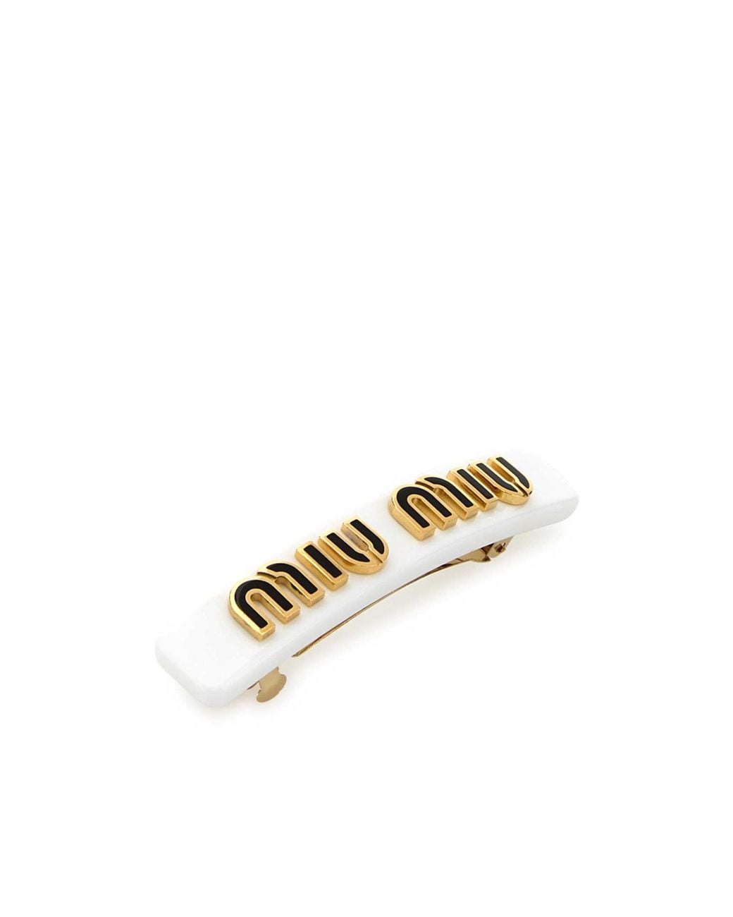 Miu Miu White Logo-Plaque Clip Fastened Hair Clip
