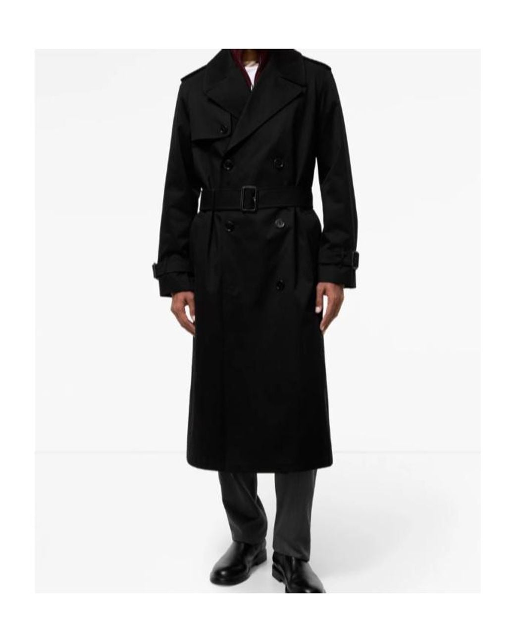 Burberry Black Long Gabardine Hoxton Trench Coat for men