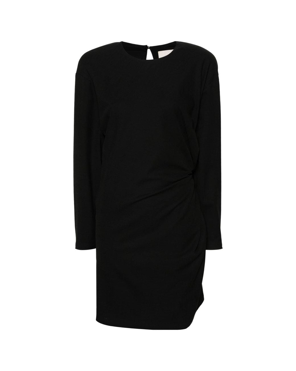 Aeron Black Draped Long Sleeve Dress