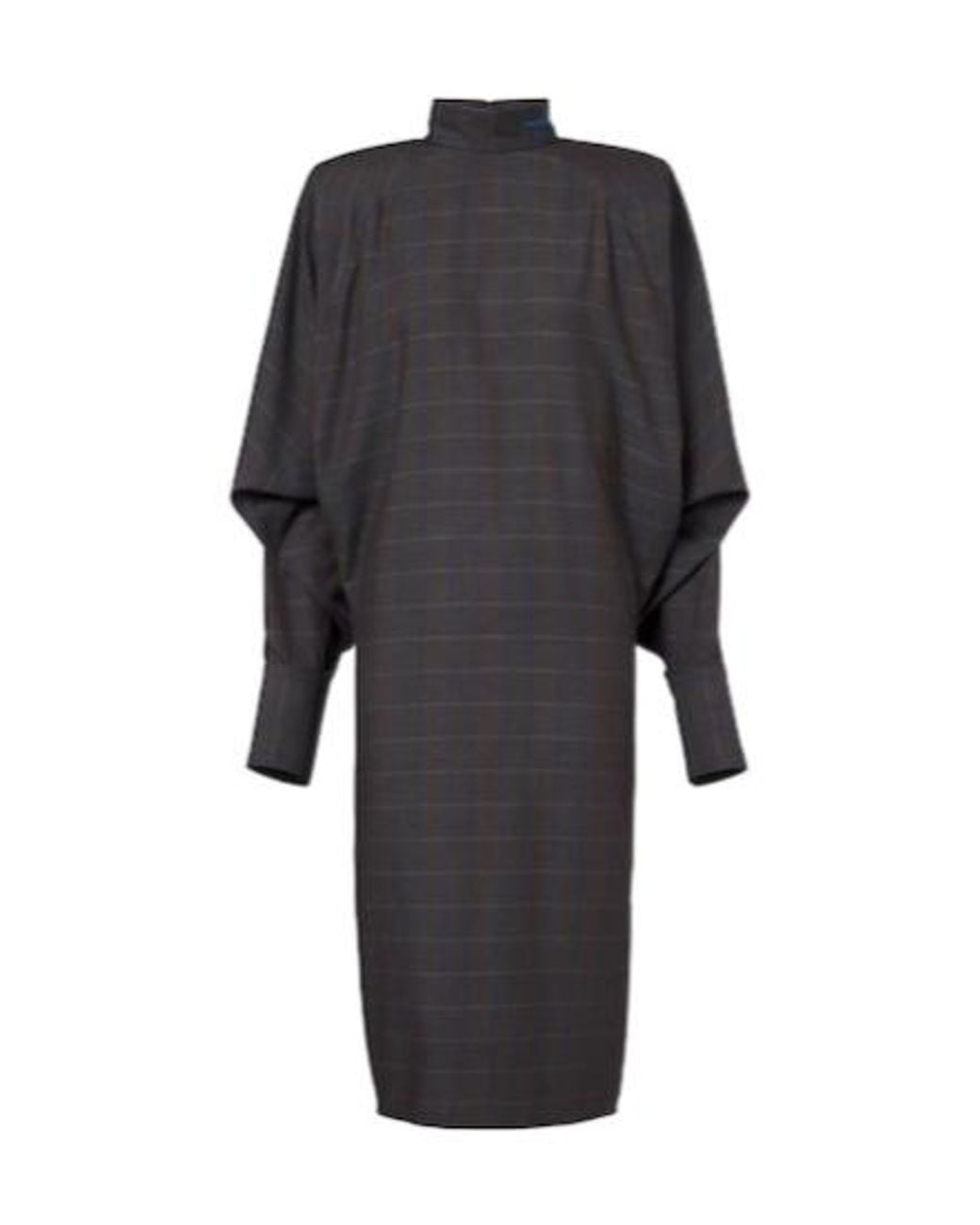 Mugler Gray Checked Draped Midi Dress