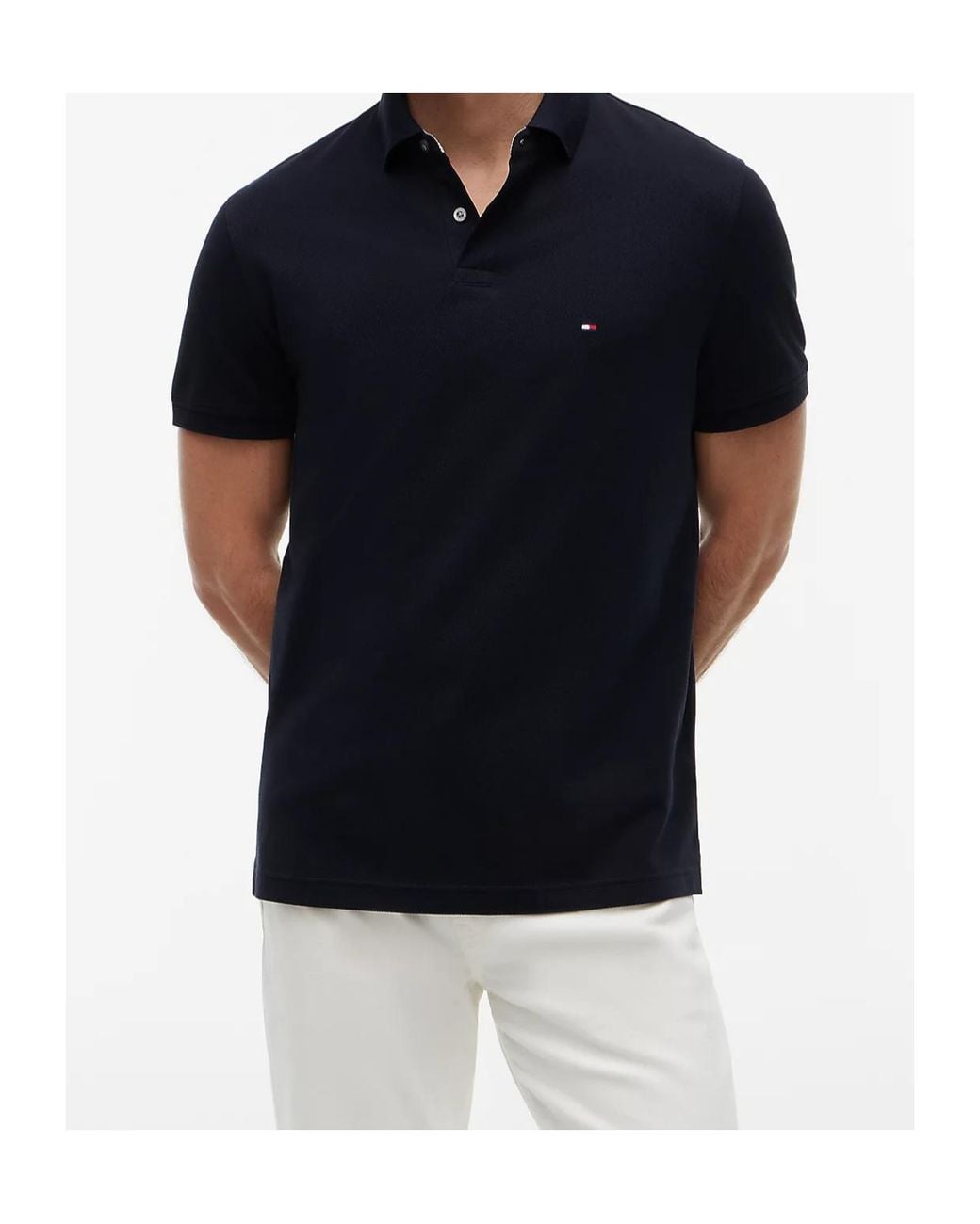 Tommy Hilfiger Blue Logo-Patch Polon Shirt for men
