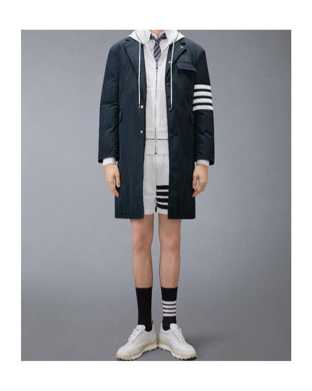 Thom Browne White 4-Bar Loopback Shorts for men
