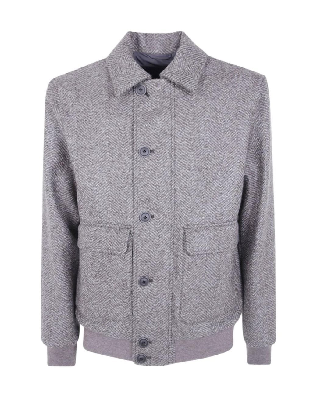Herno Gray Button-Front Sports Jacket for men