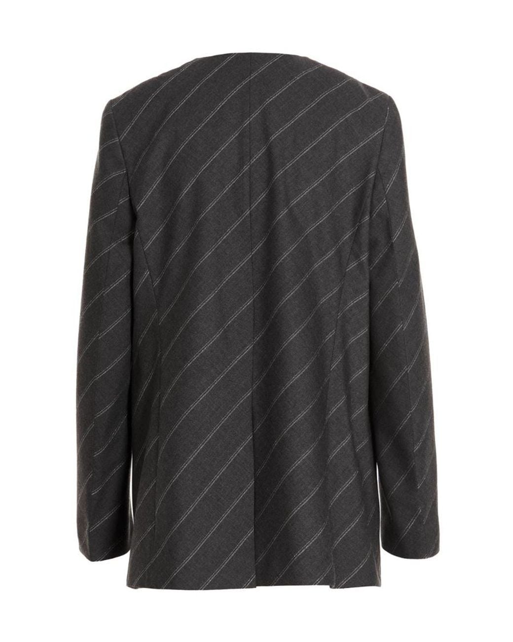 Stella McCartney Black Logo-Printed Striped Blazer