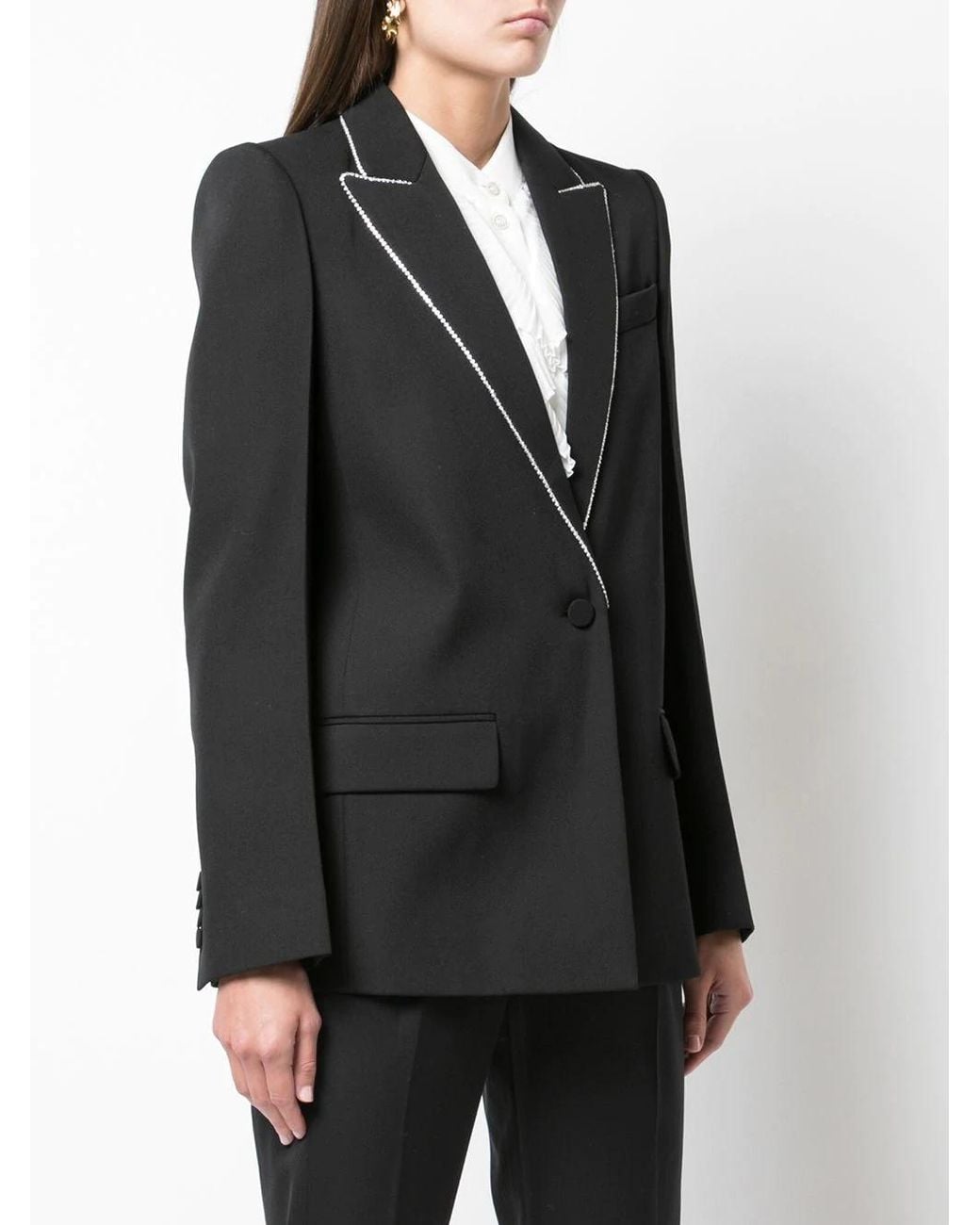 Givenchy Black Embellished Lapel Collar Blazer
