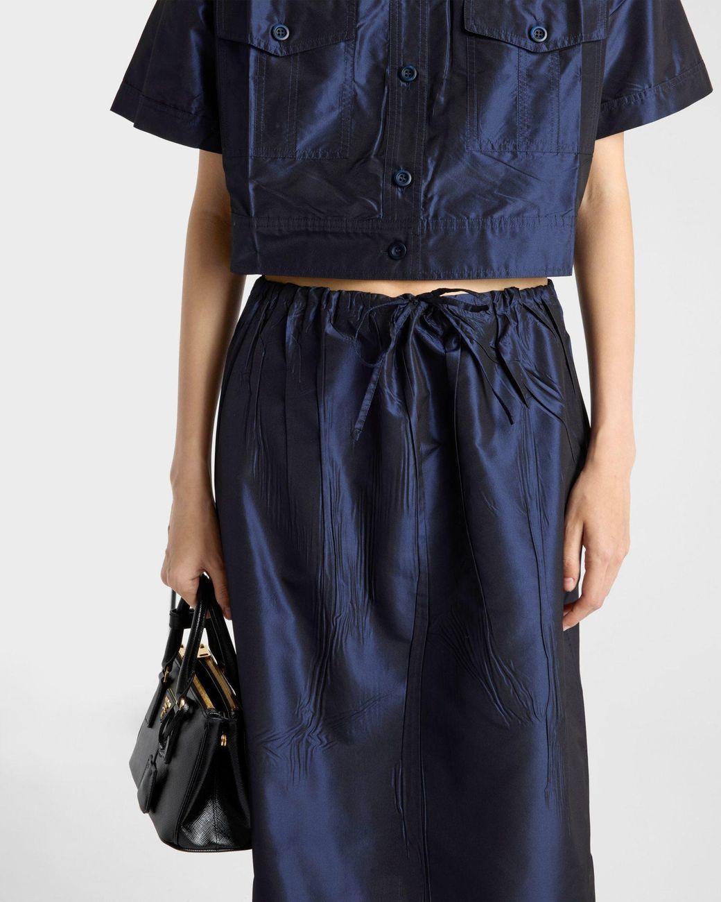 Prada Blue Taffeta Midi-Skirt