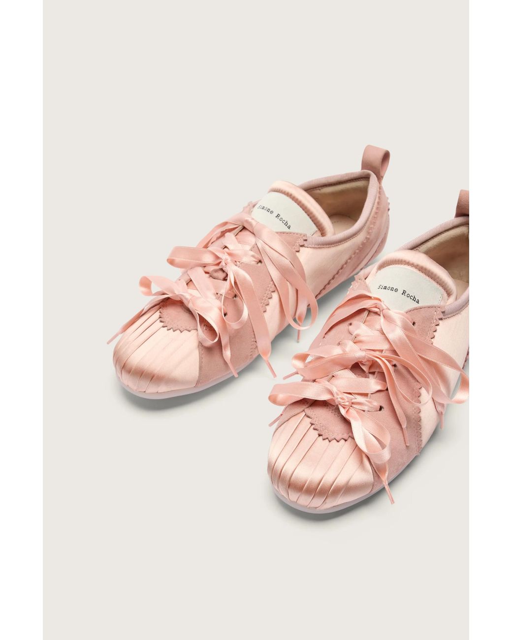 Simone Rocha Pink Lace-Up Ballet Shoes