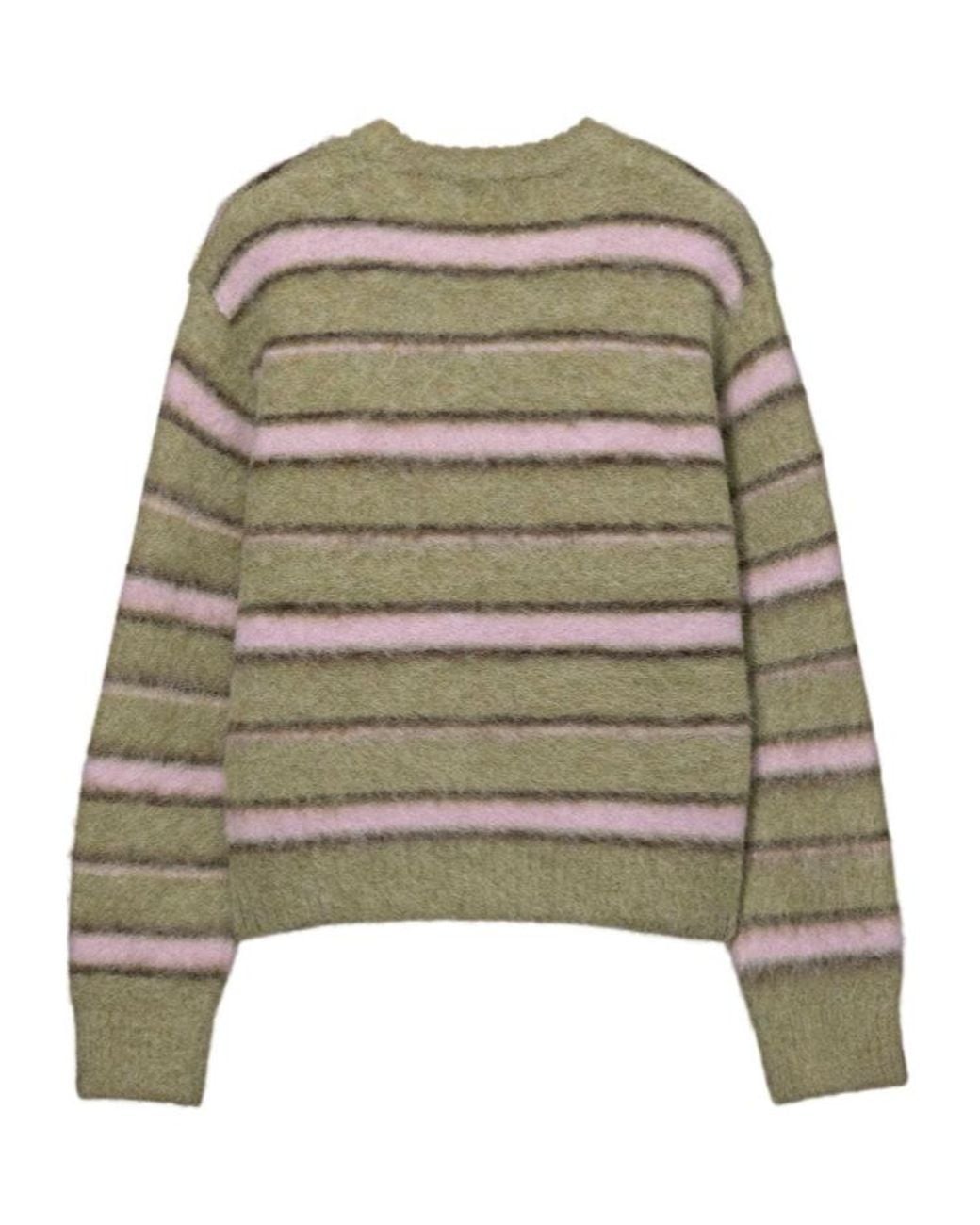 DUNST Green Striped Hairy Sweater for men