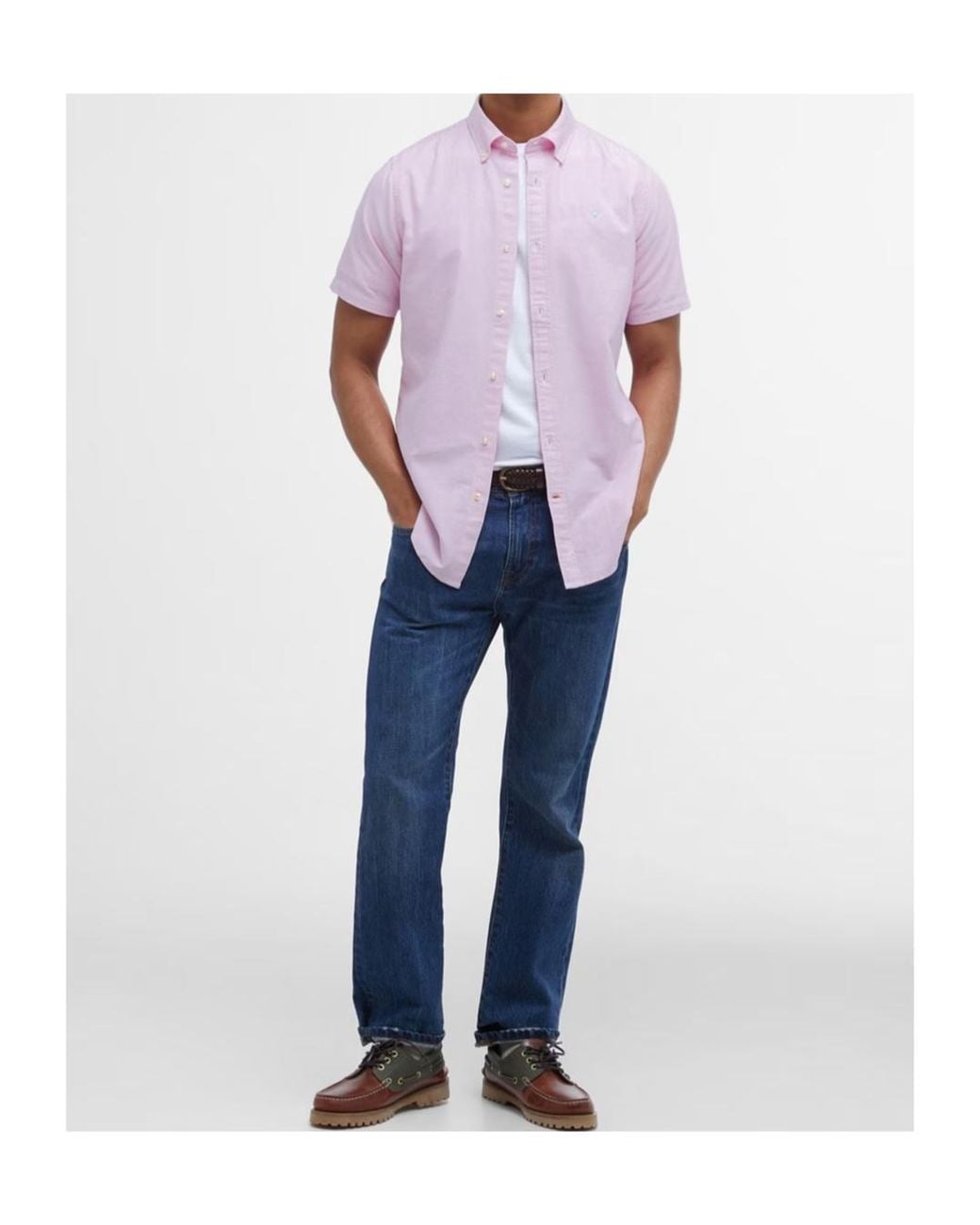 Barbour Pink Logo Short-Sleeved Shirt for men