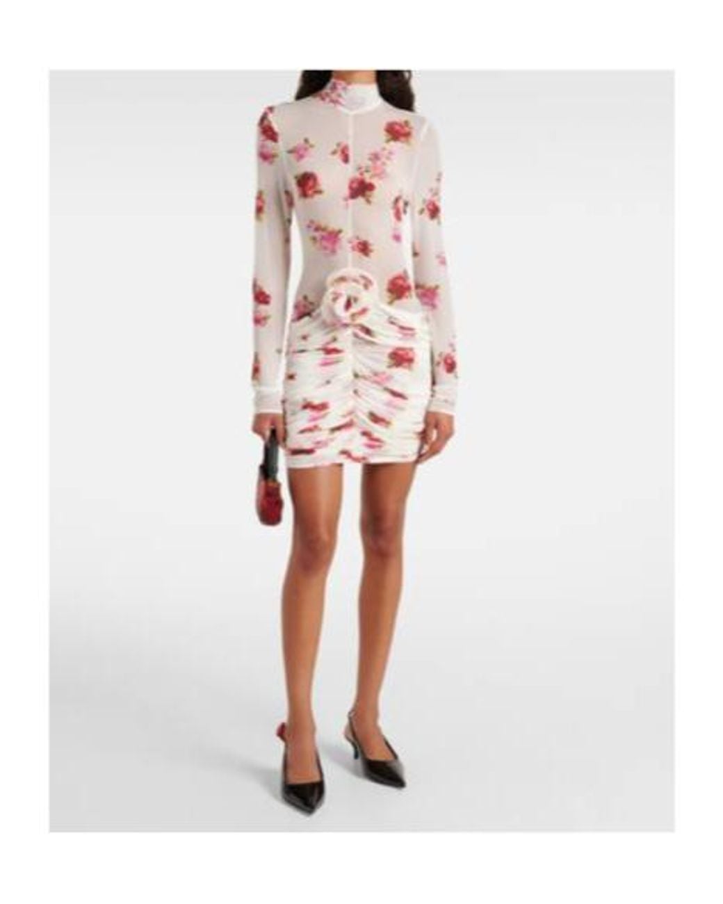 Magda Butrym White Floral-Appliqué Sheer Jersey Minidress