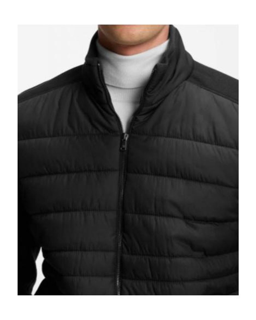Boss Black Quilted Stand Collar Jacket for men