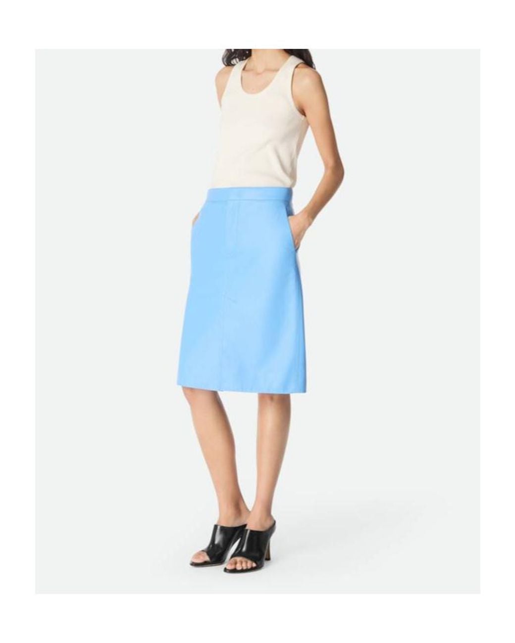 Bottega Veneta Blue Leather Skirt