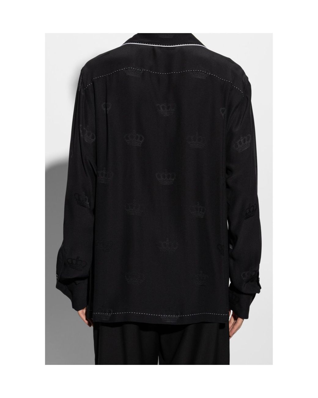 Dolce & Gabbana Black Contrast-Stitch Long-Sleeved Pajamas Top for men