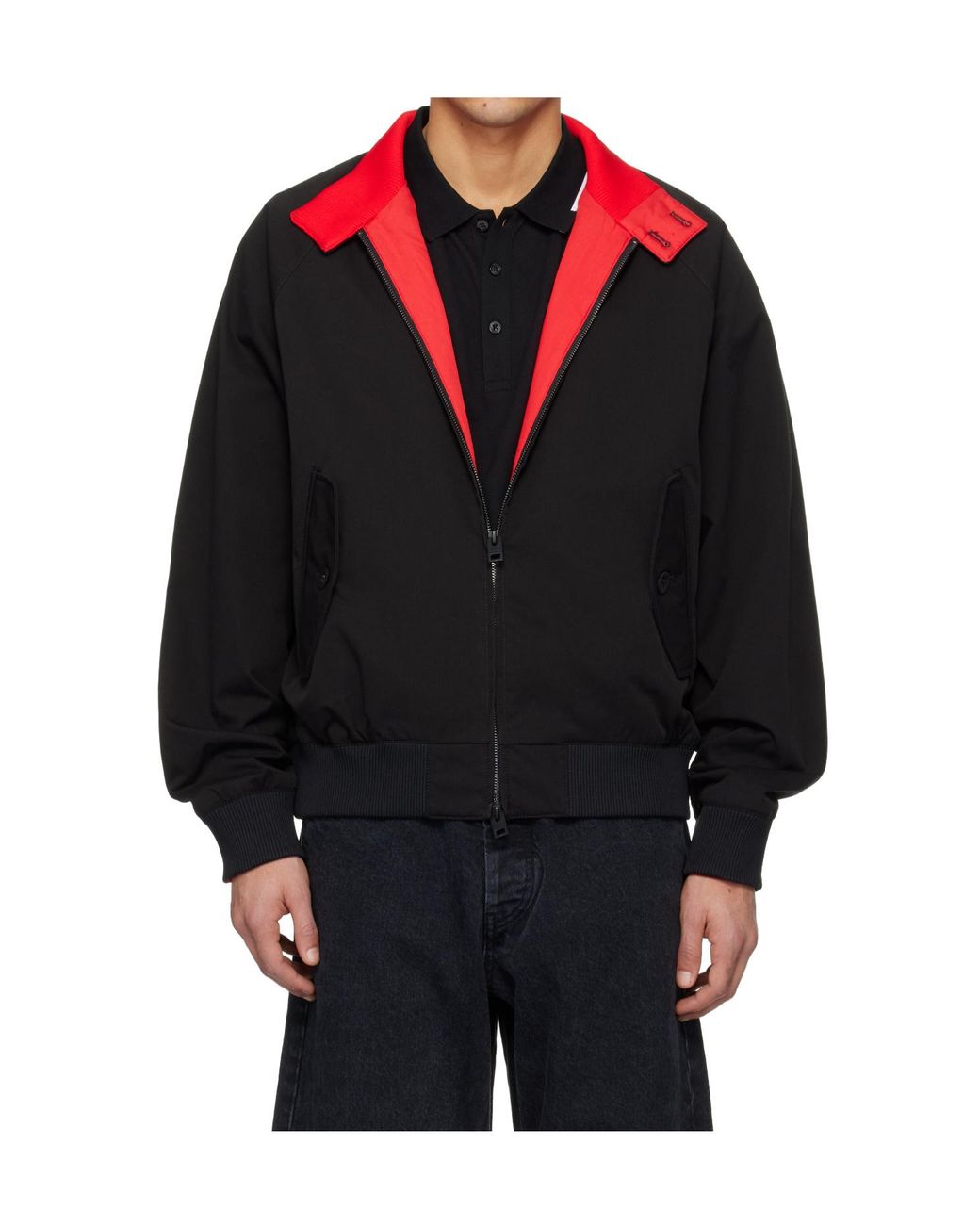 Boss Black Stand-Up Collar Button-Down Bomber Casual Jacket for men