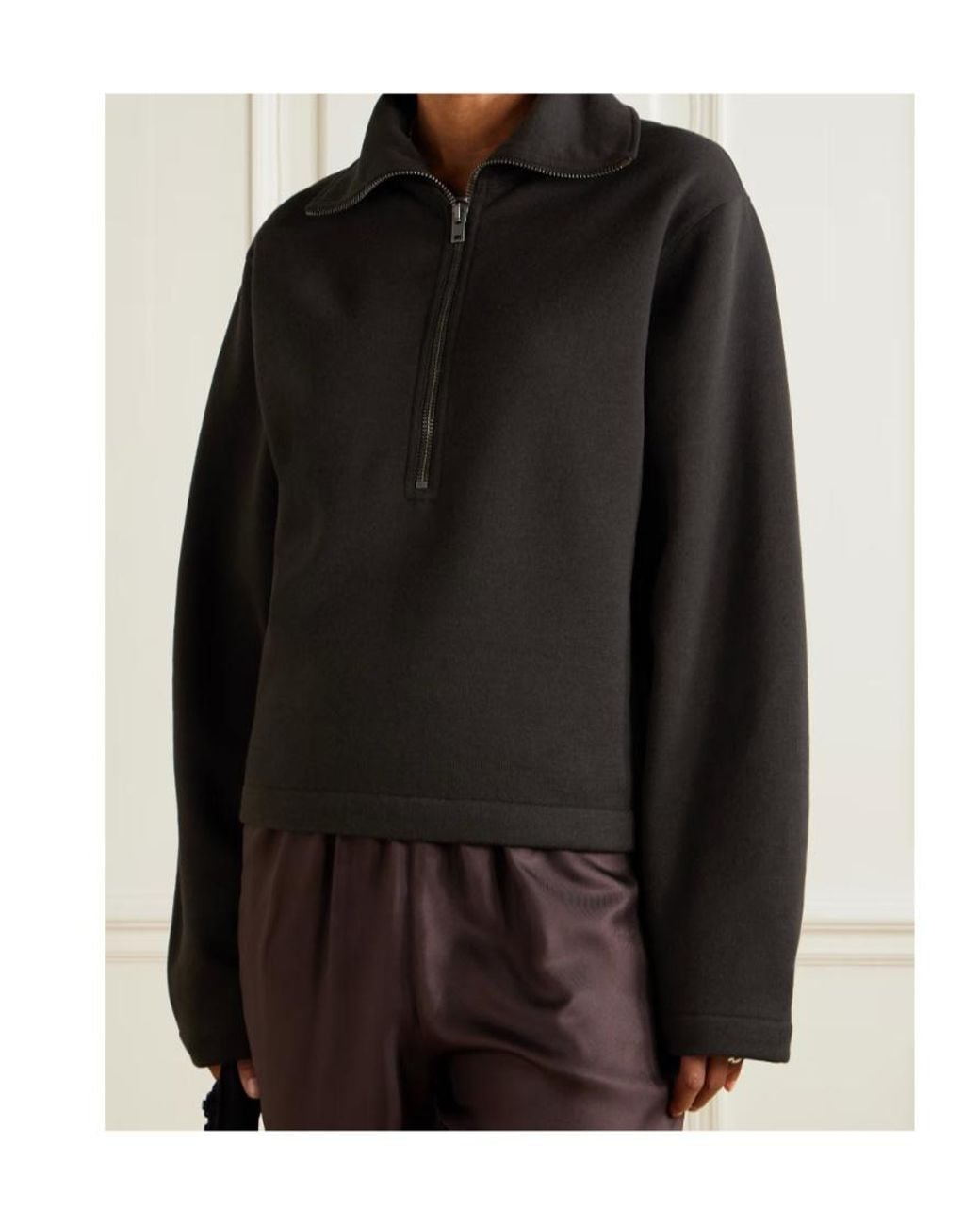 Lemaire Black Long-Sleeved Half-Zip Sweatshirt