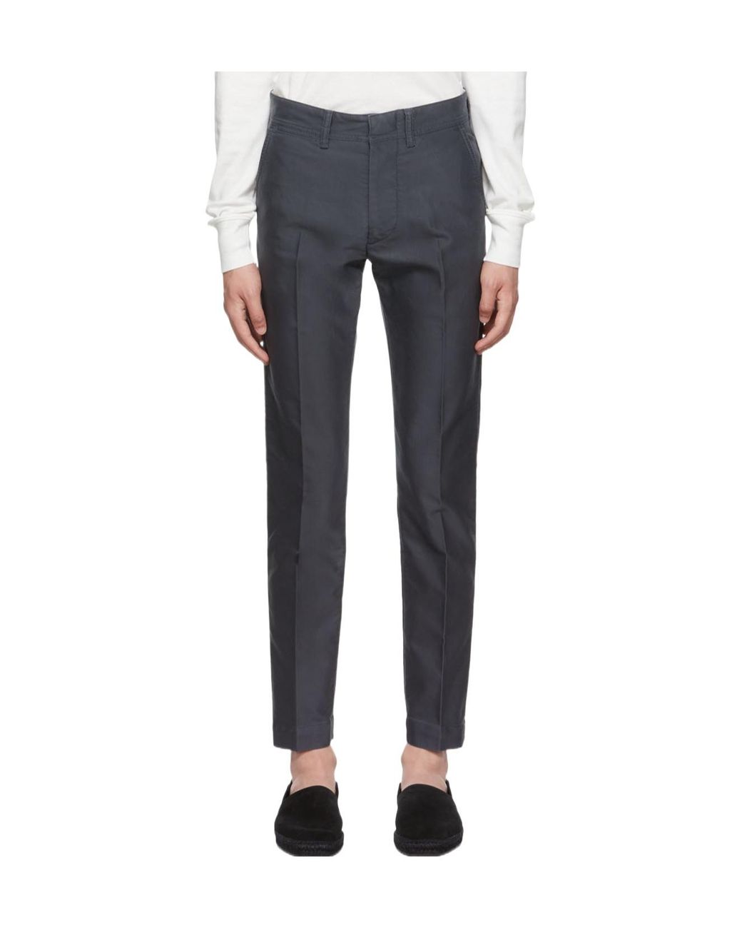 Tom Ford Blue Straight-Leg Tailored Trousers for men