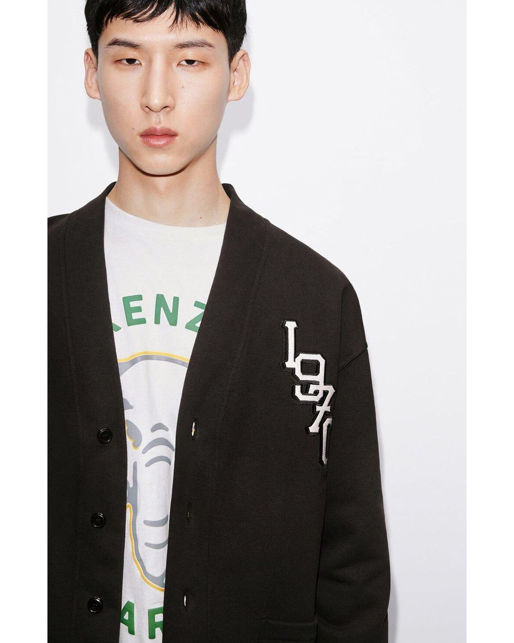 KENZO Black 'Varsity Jungle' Tiger Cardigan for men